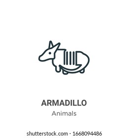 Armadillo outline vector icon. Thin line black armadillo icon, flat vector simple element illustration from editable animals concept isolated stroke on white background