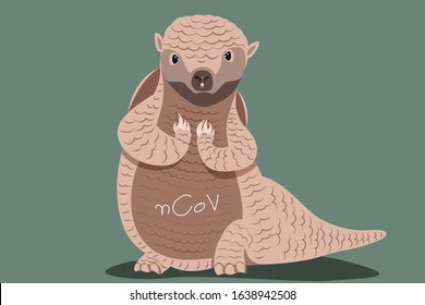 Armadillo Pis or Pangolin shocked that they are carriers of the disease 2019 - ncov flu Coranavirus flu vector concept