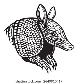 Armadillo Profile Illustration - Hand-Drawn Armored Mammal Vector