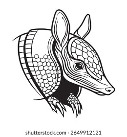 Armadillo Profile Illustration - Hand-Drawn Armored Mammal Vector