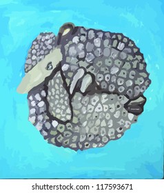 armadillo, rollo, blue background