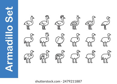 Armadillo Set with editable vector. 