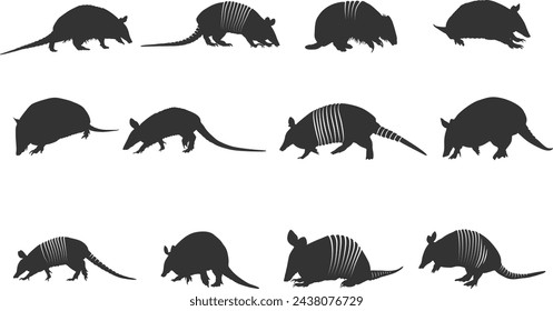 Armadillo silhouette, Texas armadillo silhouette, Tribal armadillo silhouette, Armadillo vector illustration.