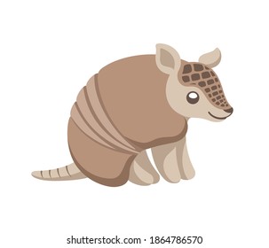 Armadillo sitting and smiling cartoon clip art vector illustration. Cute animal character design for kids. Simple flat pastel style. Can be used as element, for shirt, print, pattern, etc.