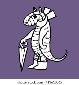 armadillo with umbrella