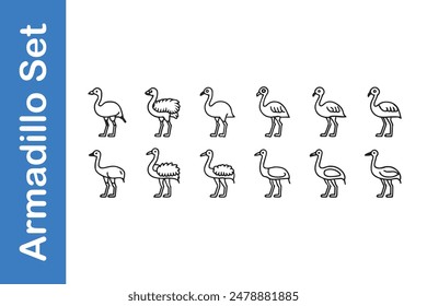 Armadillo vector editable files in various positions. 