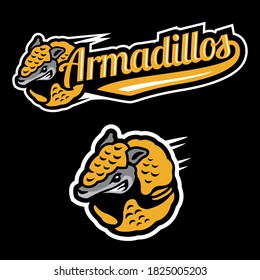 Armadillos Rolling Sport Team Logo in Vector Illustration