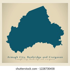 Armagh City, Banbridge and Craigavon district map of Northern Ireland