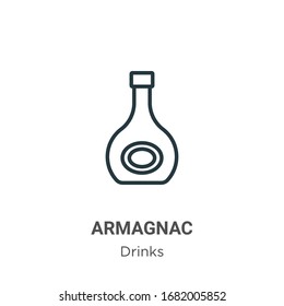 Icono de vector de contorno de armagnac. Icono de armadura negra de línea delgada, ilustración de elemento simple vector plano de bebidas editables concepto de trazo aislado sobre fondo blanco