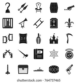 Armament icons set. Simple set of 25 armament vector icons for web isolated on white background