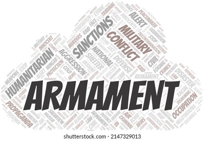 Armament word cloud. Vector made with the text only.