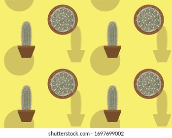 Armatocereus Godingianus Succulent and Cactus Set Vector Seamless Background Wallpaper-01