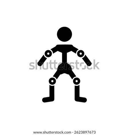 Armature Icon with Stick Bones Rig, Black Filled Outline Symbol