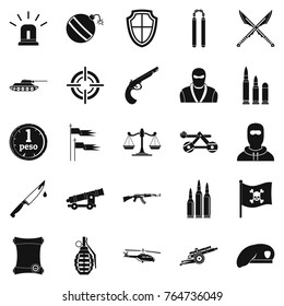Armature icons set. Simple set of 25 armature vector icons for web isolated on white background