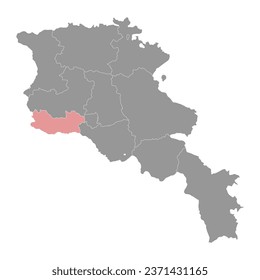 Armavir province map, administrative division of Armenia.