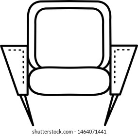Armchair 1950s style furniture icon in outline style. Coloring template for modification and customizing  according to a specific task.