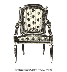 Armchair 19th century style - Vintage engraved illustration - "Le Mobilier" Ed.Edouard Rouveyre  in 1915 France