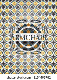 Armchair arabic style emblem. Arabesque decoration.