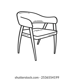 Armchair with backrest, soft, silhouette sketch