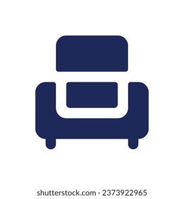 Armchair black glyph ui icon. Hotel arrangement. Motel service. User interface design. Silhouette symbol on white space. Solid pictogram for web, mobile. Isolated vector illustration
