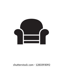 Armchair - black icon on white background vector illustration for website, mobile application, presentation, infographic. Homa furniture concept sign. Graphic design element. 