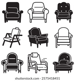 Armchair black Icon and white background.