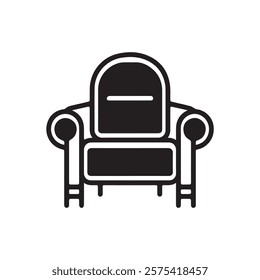 Armchair black Icon and white background.
