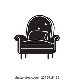 Armchair black Icon and white background.