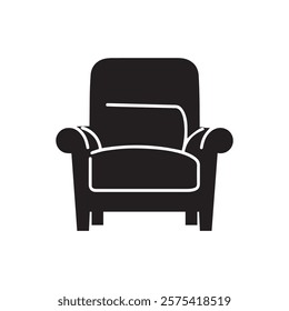 Armchair black Icon and white background.