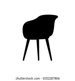 Armchair black silhouette cartoon illustration vector. Collection of comfortable chairs lounge for interior design isolated on white background. Different models of settee icons.