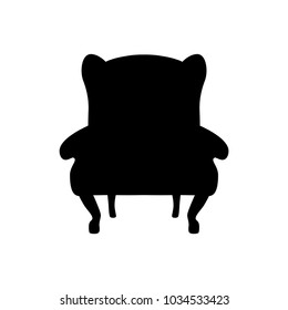 Armchair black silhouette cartoon illustration vector. Collection of comfortable chairs lounge for interior design isolated on white background. Different models of settee icons.