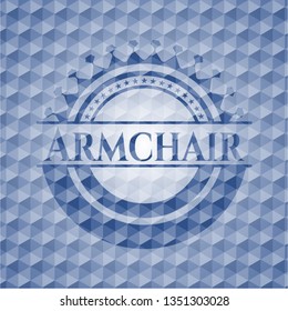 Armchair blue badge with geometric pattern.