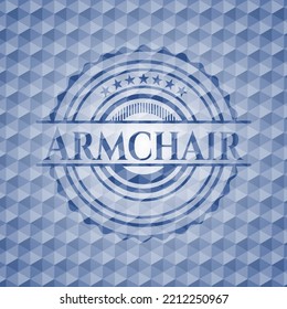 Armchair Blue Hexagon Badge. Vector Illustration. Detailed. 