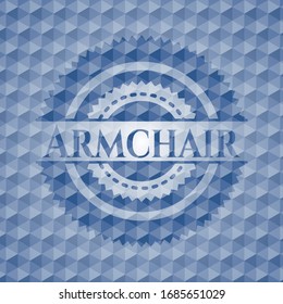 emblema hexágono azul de sillón. Ilustración vectorial. Detallado.
