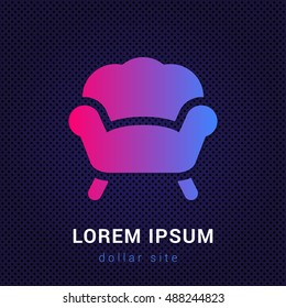 Armchair Blue & Red colorfull gradient attractive bright material Icon / Logo Design