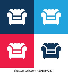 Armchair blue and red four color minimal icon set
