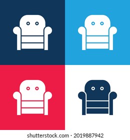 Armchair blue and red four color minimal icon set