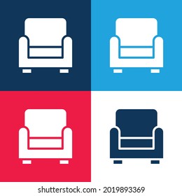 Armchair blue and red four color minimal icon set