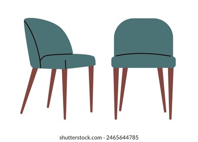 Cómodo sillón moderno y elegante, silla. Muebles para el hogar, interior, apartamento. Sillón para salón, moderno. Ilustración vectorial plana aislada