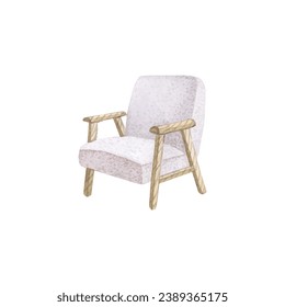 Armchair chair wood fluffy decor room kids nursery style trendy vintage retro furniture element wood decor poster logo decoration t-shirt design print nursery art design organization play child baby