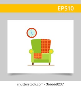 Armchair with checkered rug
