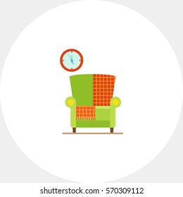 Armchair with checkered rug