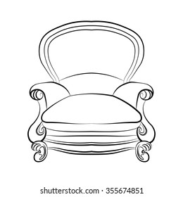 Armchair in classic style. Vector sketch