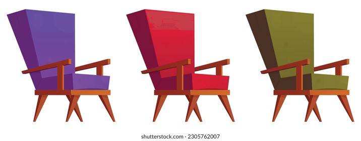 Colección de sillones en ilustración vectorial de estilo caricatura aislada en blanco