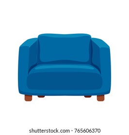 Armchair colorful cartoon illustration vector. Collection of comfortable chairs lounge for interior design isolated on white background. Different models of settee icons.