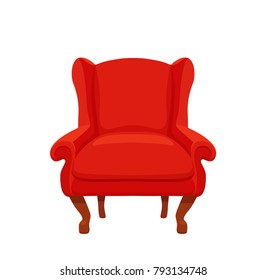 Armchair colorful cartoon illustration vector. Collection of comfortable chairs lounge for interior design isolated on white background. Different models of settee icons.