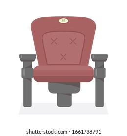 Armchair for conference hall, cinema or theatre isolated on white background. Flat Art Vector Illustration