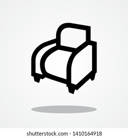 Armchair Couch Icon with Gray Shadow