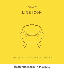 Armchair Cute yellow thin line icon / logo Design