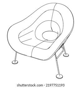 Armchair doodle icons collection in vector. Hand drawn armchair icon set in vector.